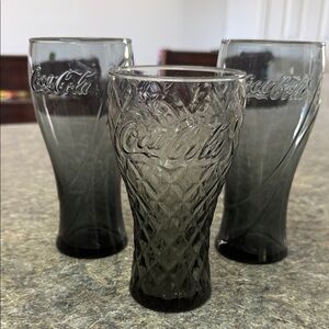 Coca-Cola Textured Glass Trio in Dark Smoky Gray